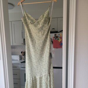 Sage Floral Print Long Dress